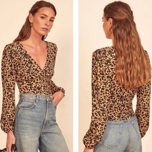 Reformation Nell top leopard print size medium New - Picture 3 of 4